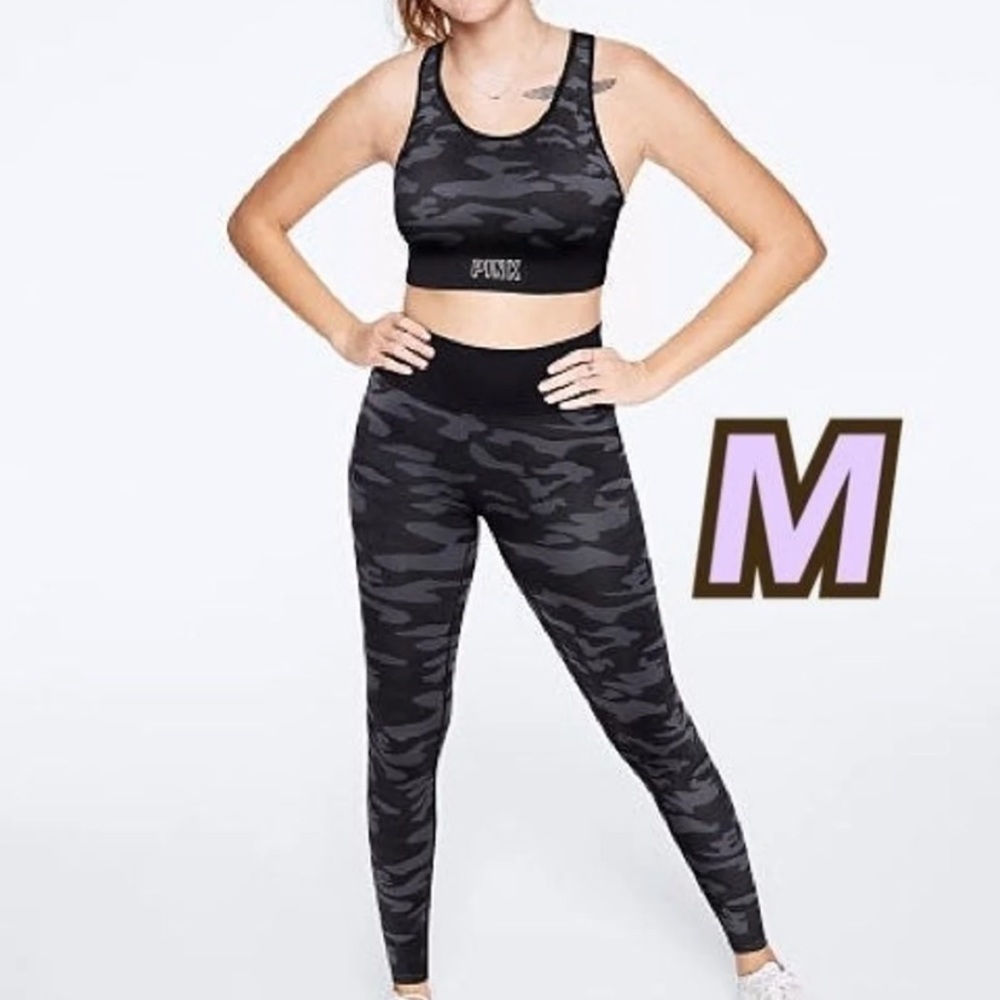 Vs pink camo seamless scrunch leggings size M